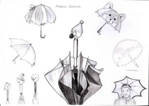 parapluies-enfants-croquis-graphite