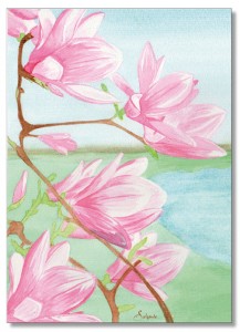 Fleurs de Magnolias à l'aquarelle