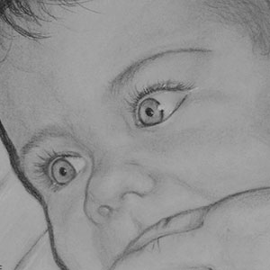 Portrait de bébé au fusain